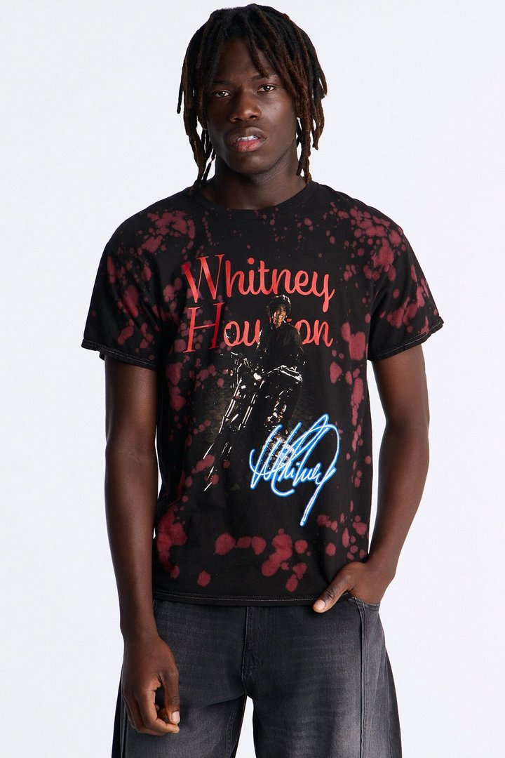 Whitney Houston Dyed Short Sleeve Tee - Black/Red