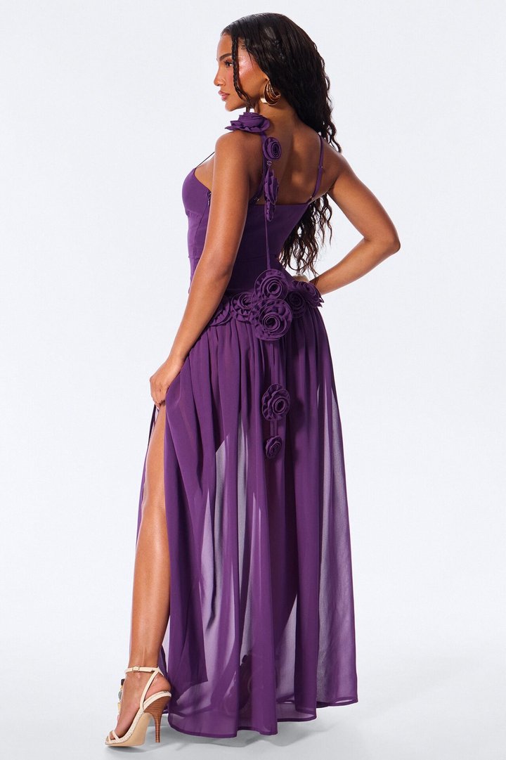 Whispering Angel Chiffon Maxi Dress - Eggplant