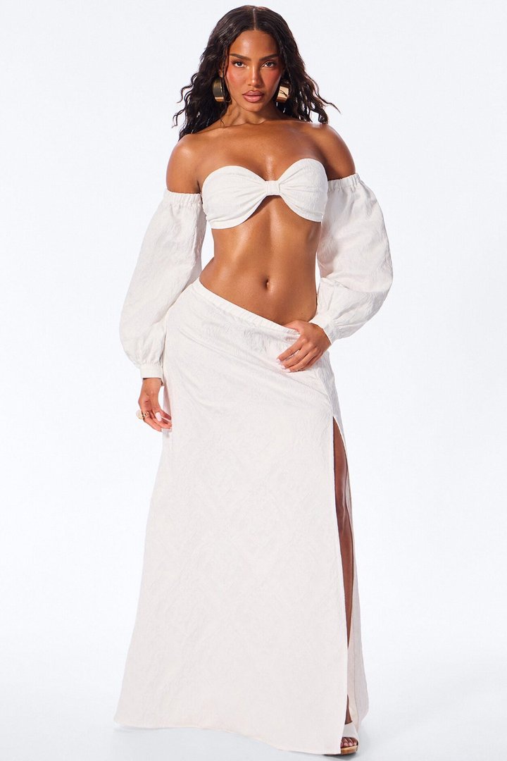Selah Jacquard Maxi Skirt Set - White