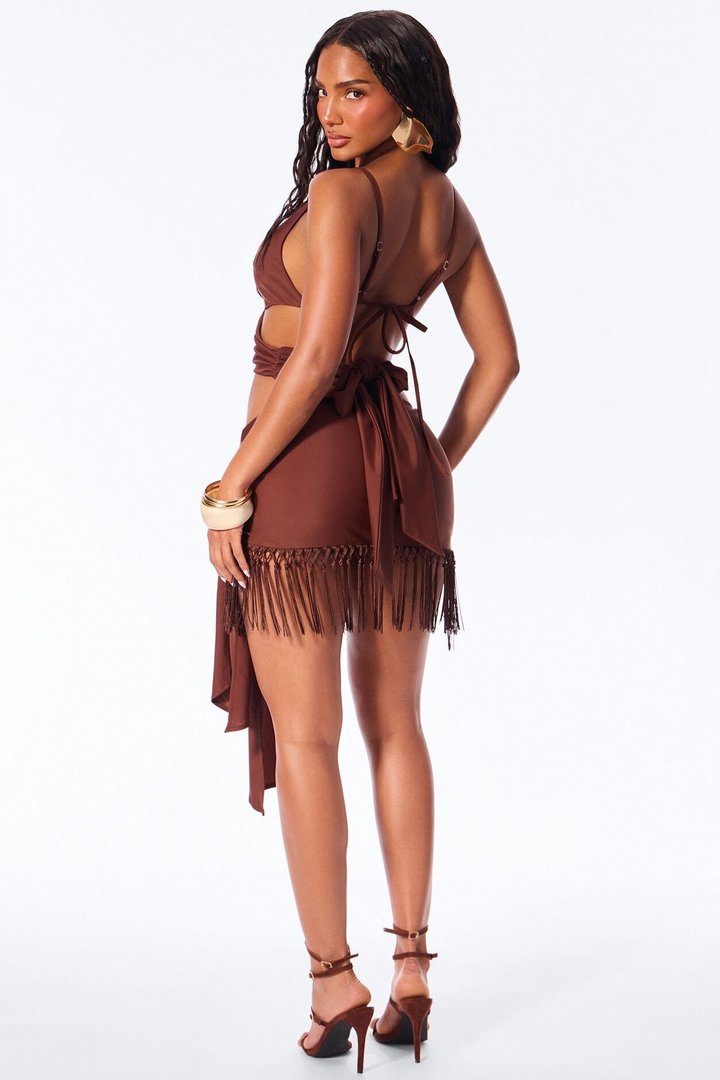 For Your Moodboard Mini Skirt Set - Chocolate