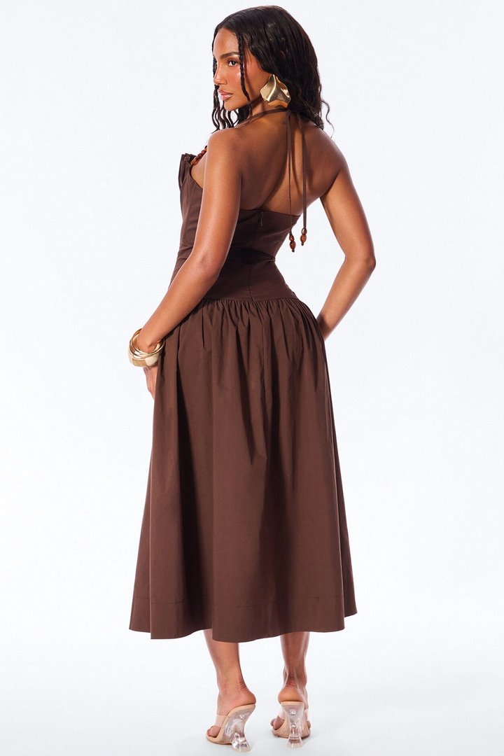 Daydream Poplin Midi Dress - Chocolate