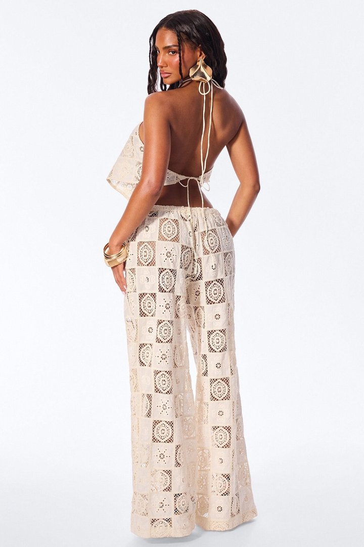 Juliette Crochet Pant Set - Off White