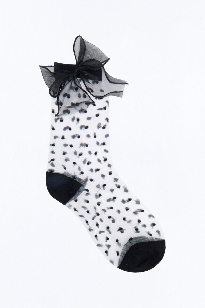 Angel's Kiss Sheer Crew Socks - Black