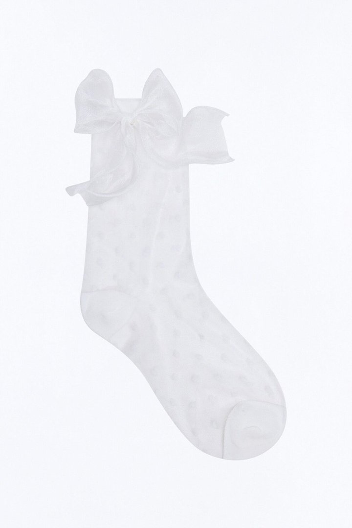 Angel's Kiss Sheer Crew Socks - White