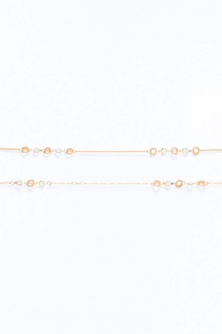 Morning Flowers Jeweled Chain Belt - Gold/Blue