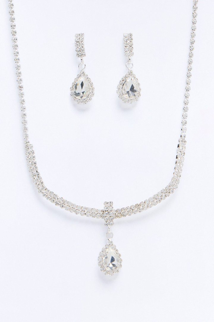Midnight Moment Necklace And Earring Set - Silver