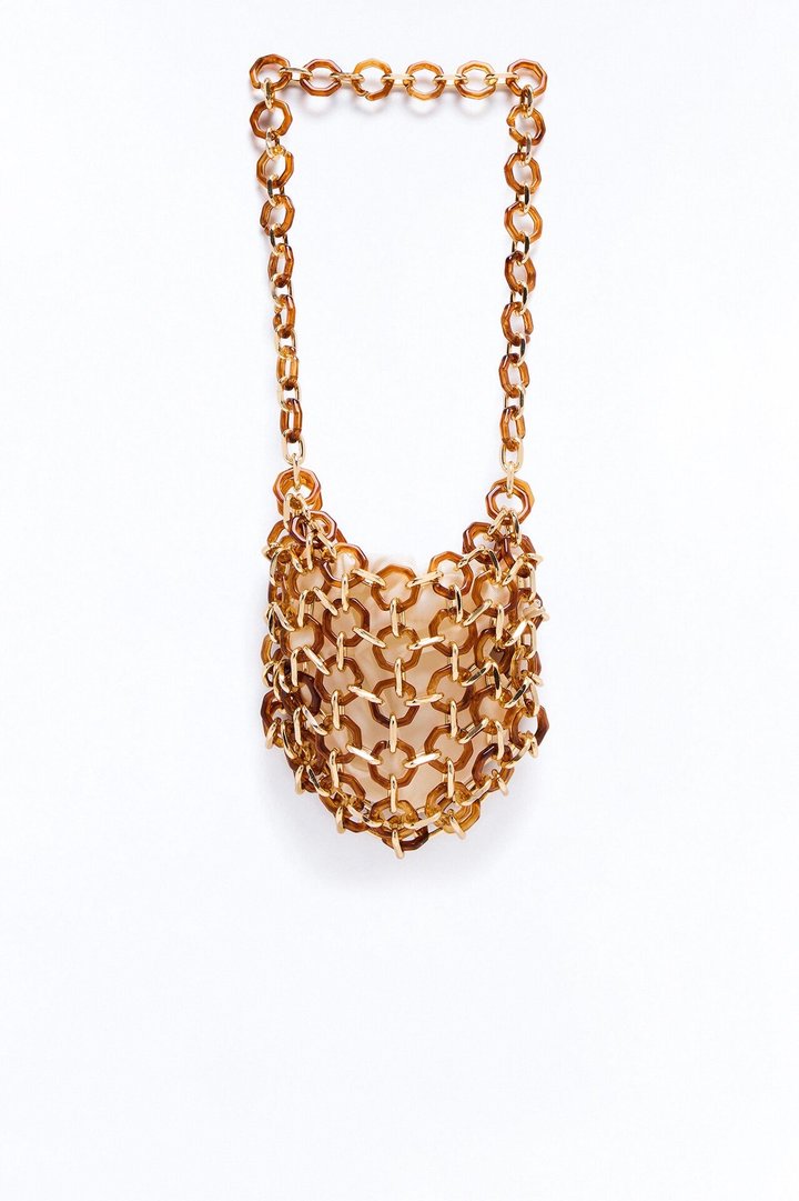 Catch Of The Night Chain Link Shoulder Bag - Brown