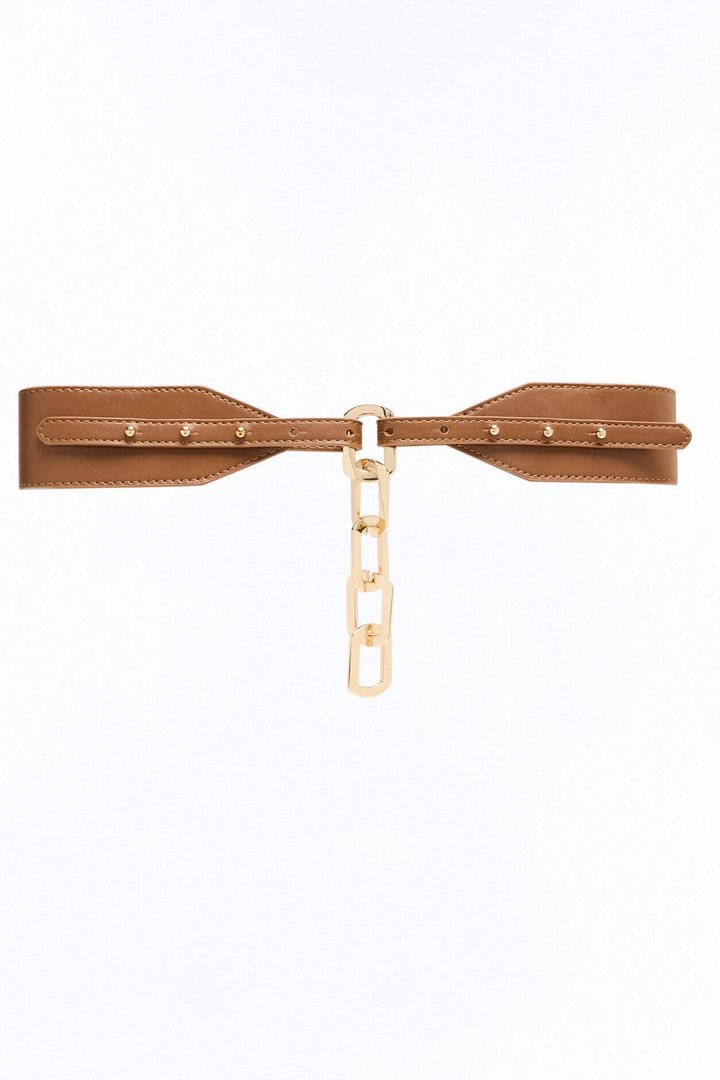 No Time To Waste Faux Leather Wide Belt - Brown