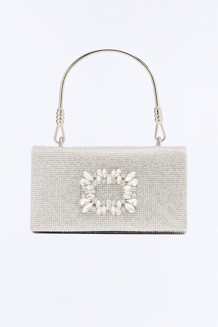 That Very Special One Rhinestone Satchel Handbag - Silver