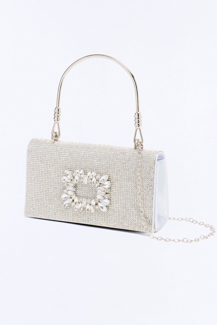 That Very Special One Rhinestone Satchel Handbag - Silver