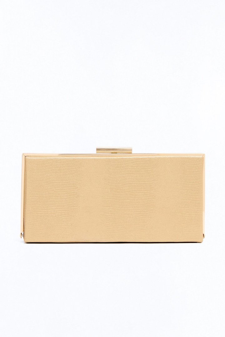 After Dark Embossed Croc Clutch - Gold