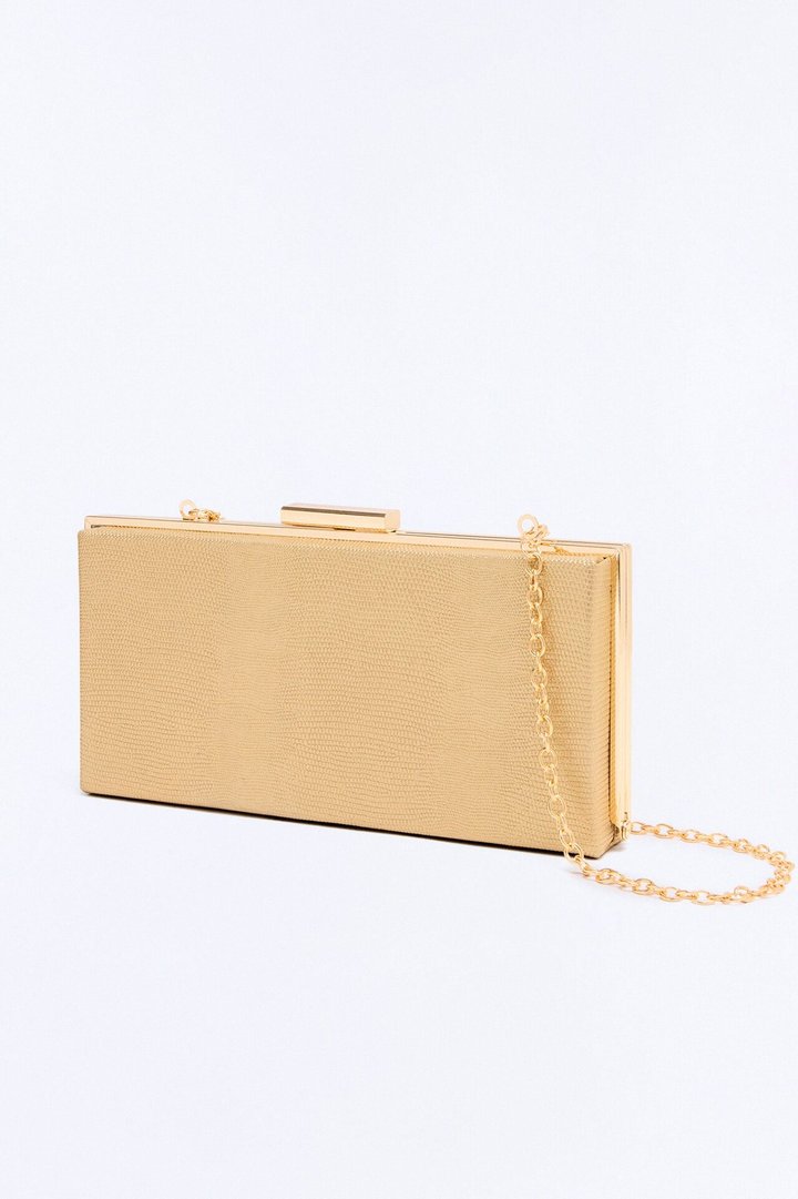 After Dark Embossed Croc Clutch - Gold