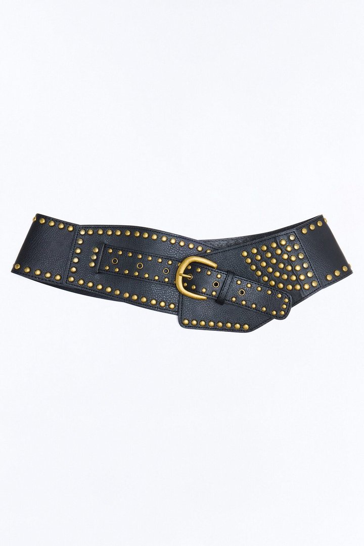 Saddle Ridge Wide Faux Leather Belt - Black