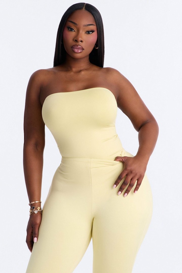 Contour Double Lined Strapless Bodysuit - Butter Yellow