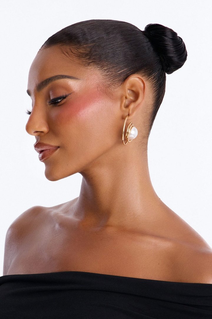 Pearl Twist Hoop Earrings - Gold