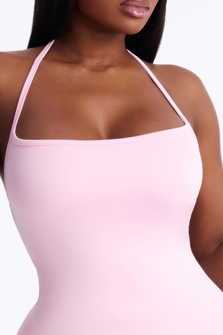Contour Double Lined Halter Maxi Dress - Light Pink