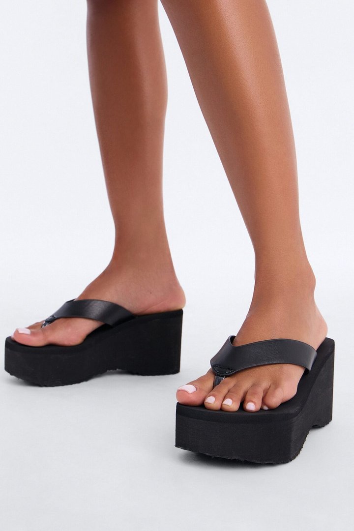 Poolside Thong Wedges - Black