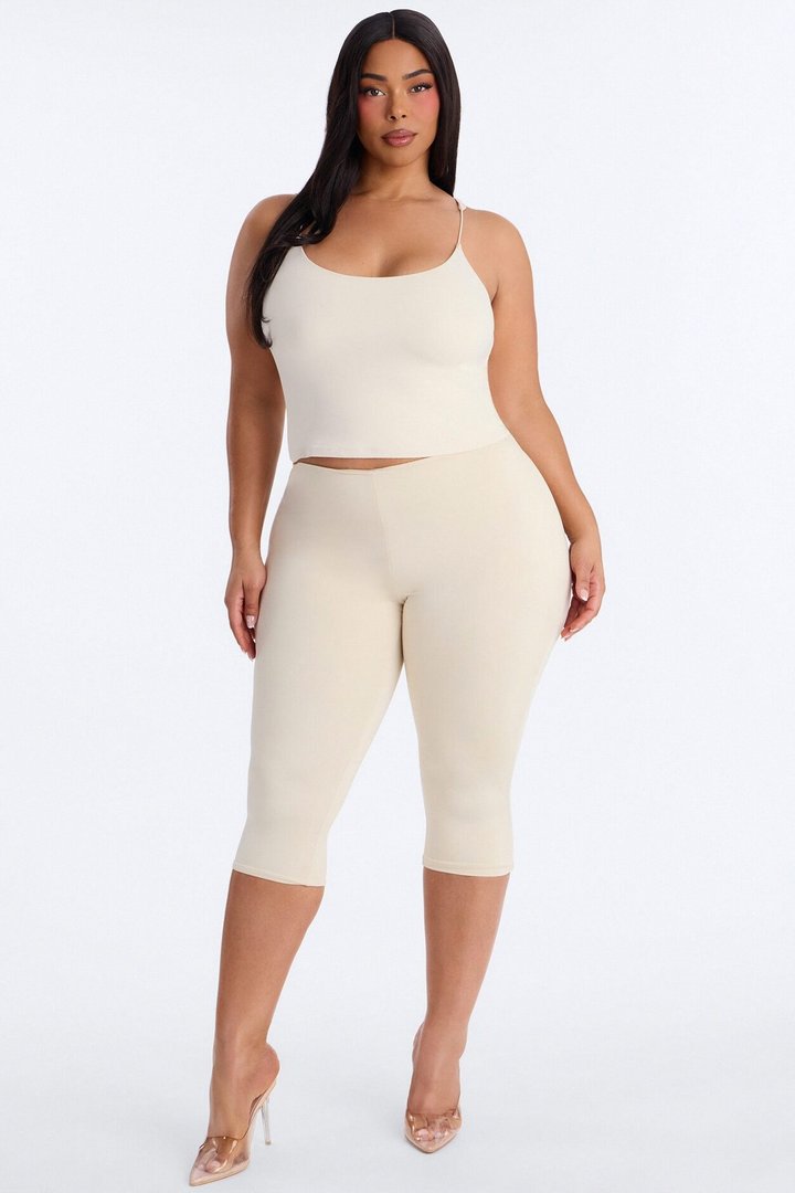 Second Skin Double Lined Thin Strap Tank Top - Bone