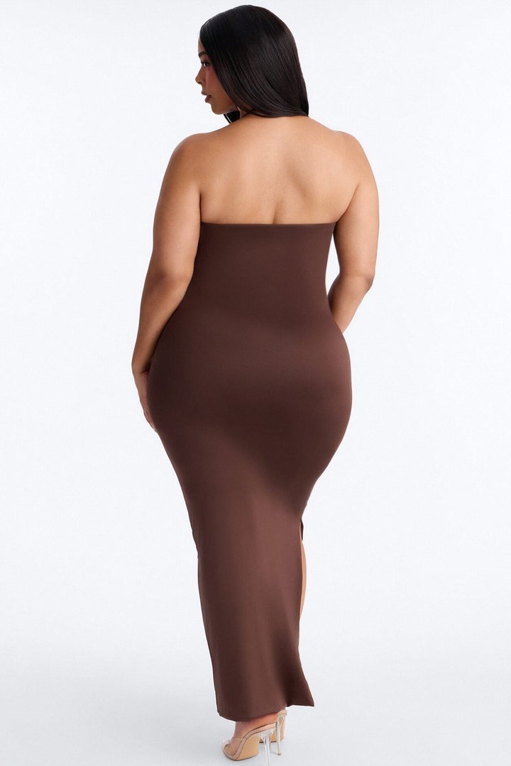 Contour Double Lined Halter Maxi Dress - Chocolate