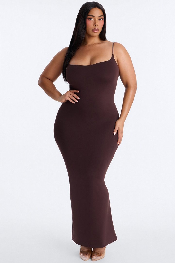 Seamless Smooth Double Lined Maxi Dress - Chocolate