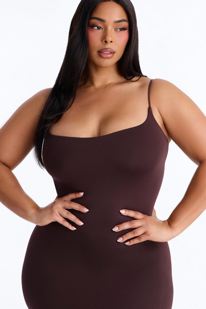 Seamless Smooth Double Lined Maxi Dress - Chocolate