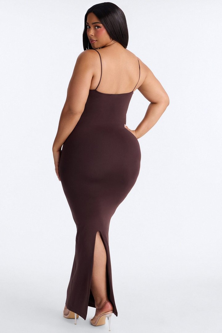 Seamless Smooth Double Lined Maxi Dress - Chocolate