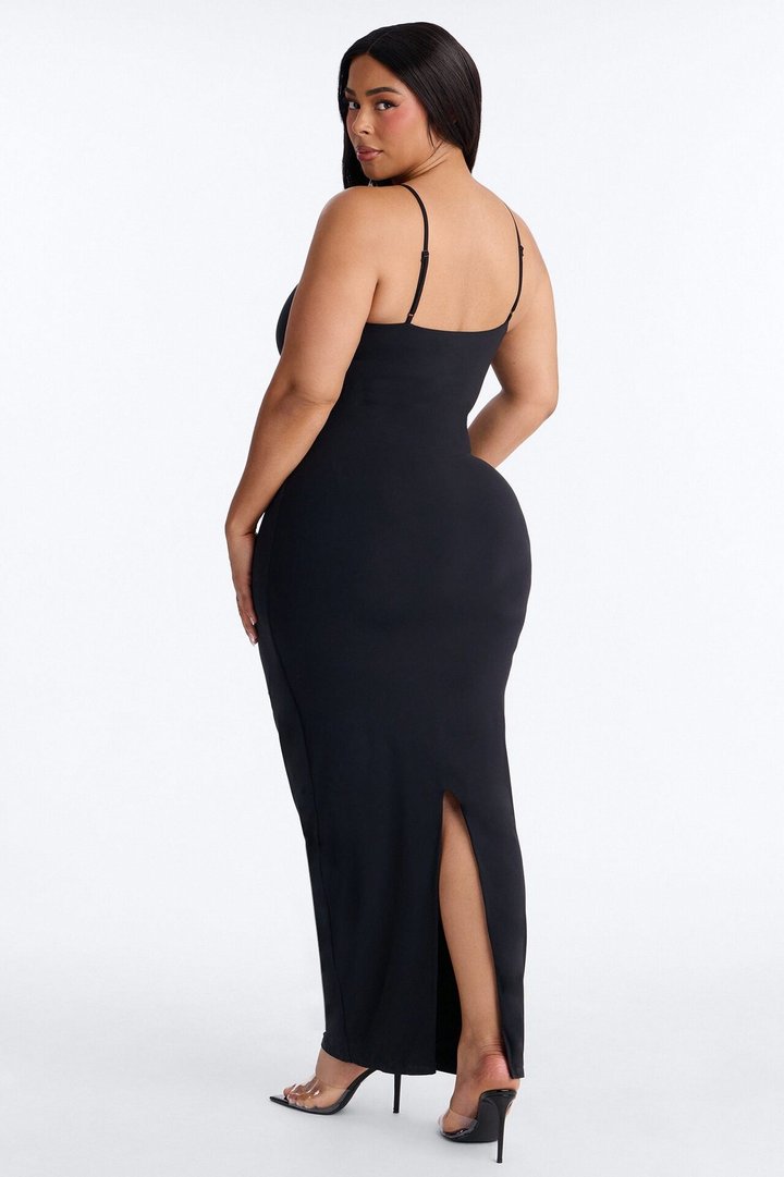 Second Skin Double Lined Scoop Neck Cami Maxi Dress - Black