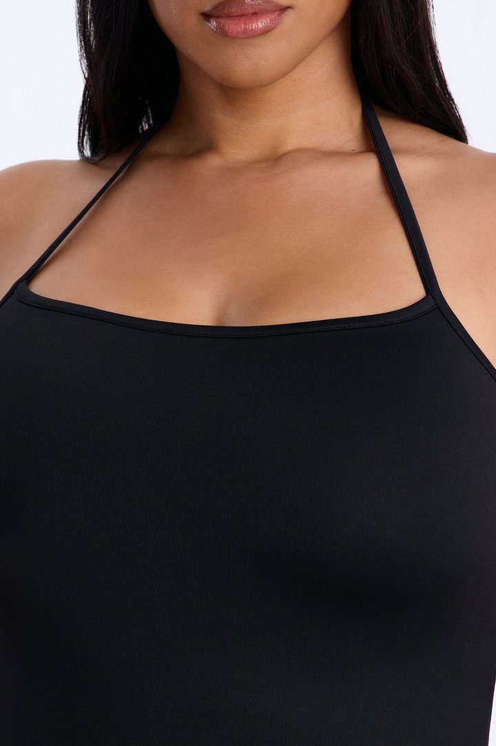 Contour Double Lined Halter Maxi Dress - Black