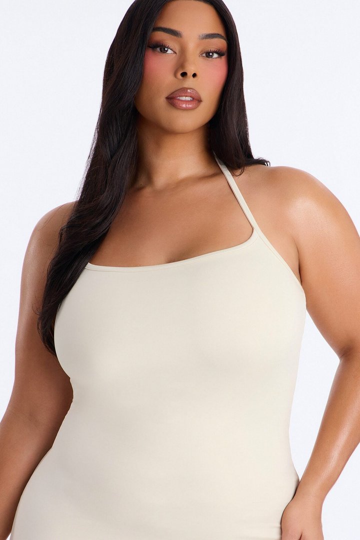 Contour Double Lined Halter Maxi Dress - Bone