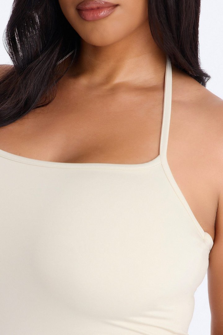 Contour Double Lined Halter Maxi Dress - Bone