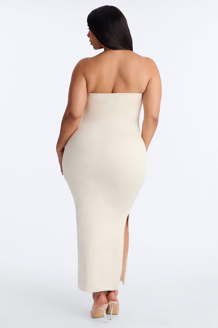 Contour Double Lined Halter Maxi Dress - Bone