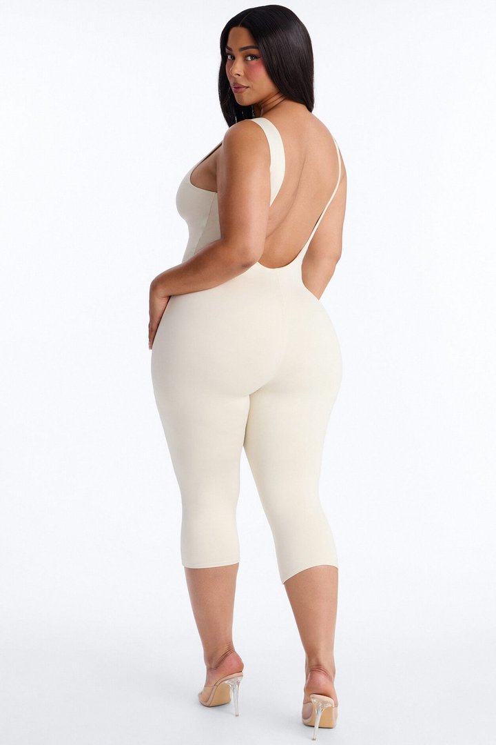 Contour Double Lined Low Back Capri Jumpsuit - Bone