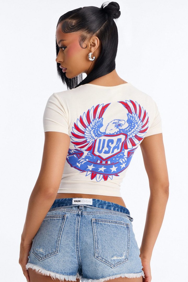 FIFA USA Elite Squad Cropped Tee - Cream