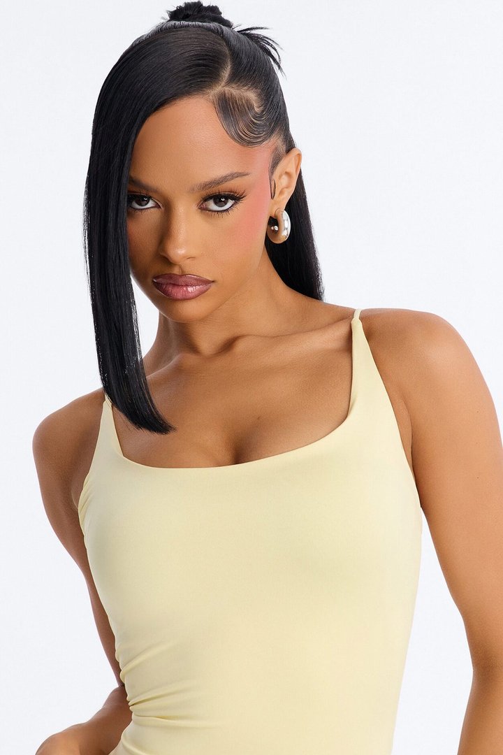 Contour Double Lined Scoop Neck Spaghetti Strap Maxi Dress - Butter Yellow
