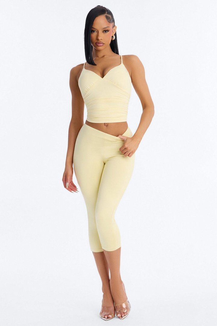 Second Skin Bra Pad V Neck Cami - Butter Yellow