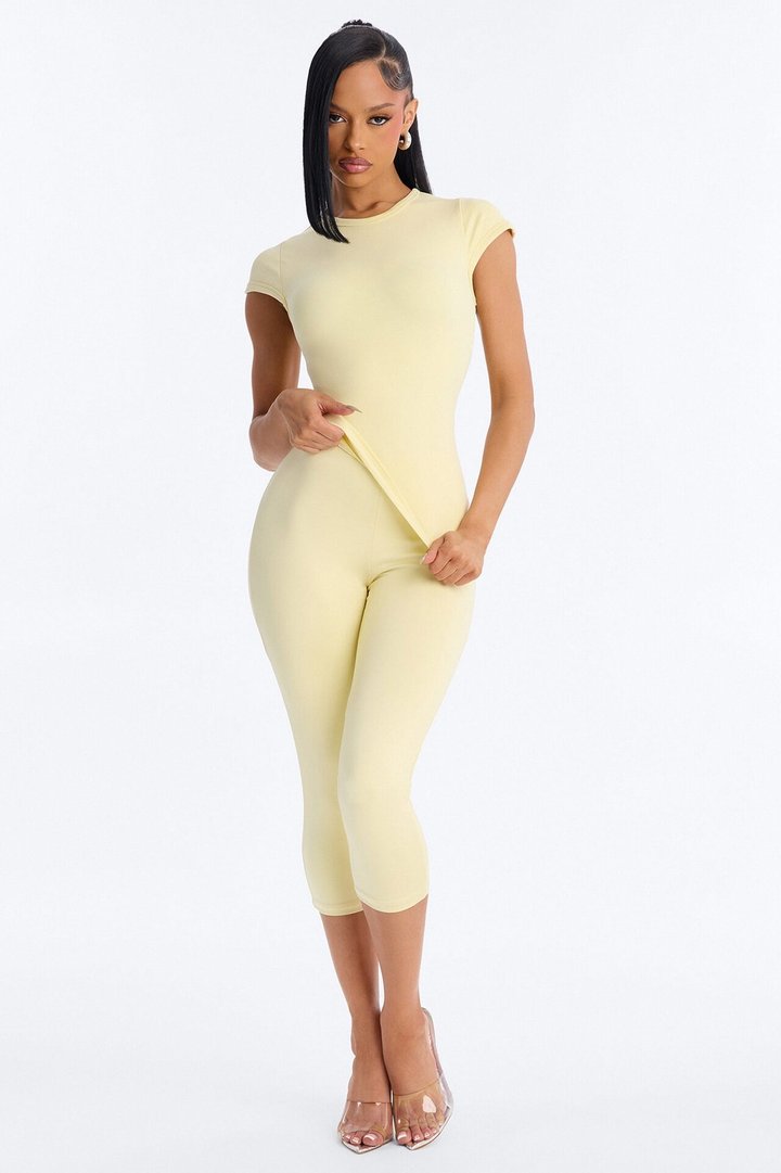 Seamless Smooth Double Lined Cap Sleeve Baby Tee - Butter Yellow