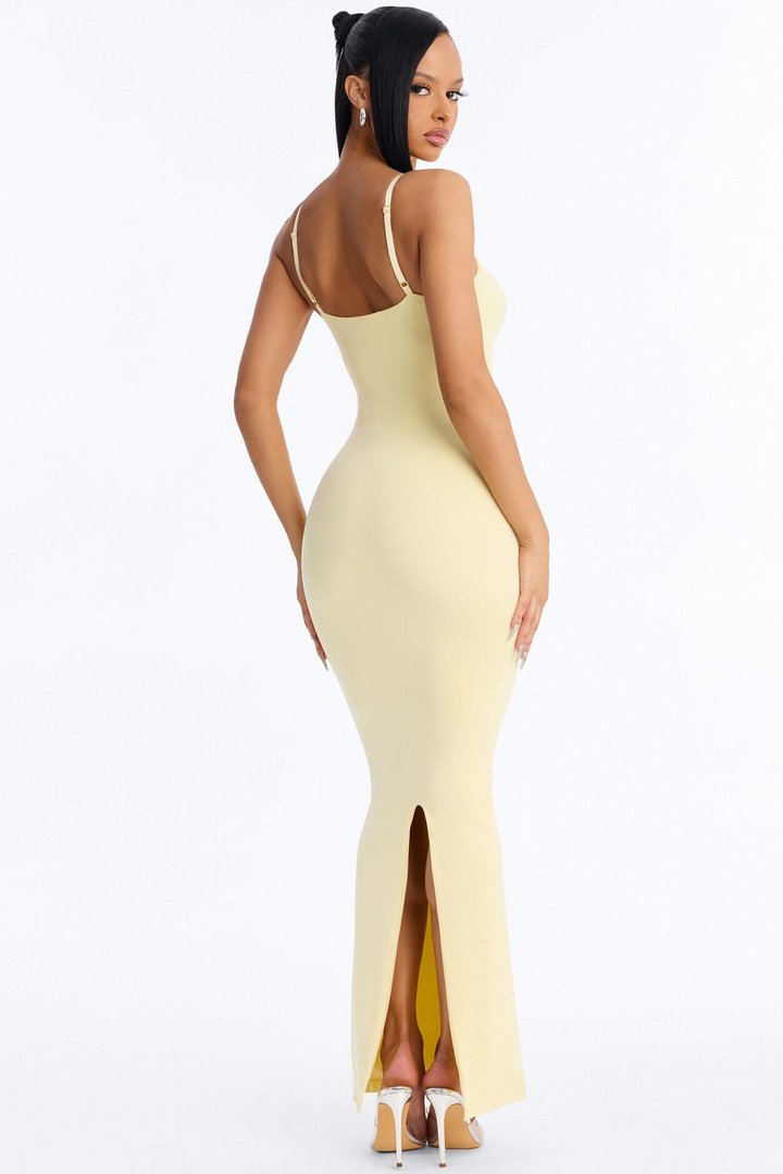 Seamless Smooth Double Lined Scoop Neck Maxi Dress - Butter Yellow