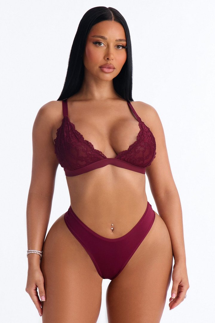 Light As A Feather Microfiber Thong Panty - Wine