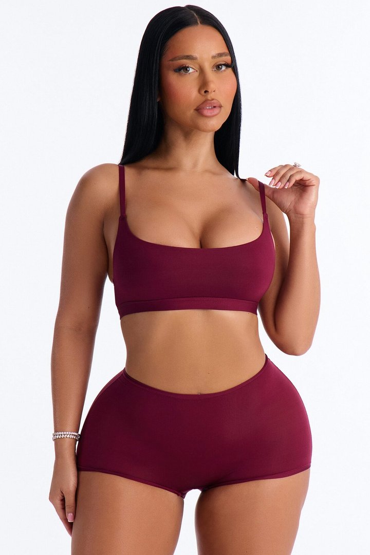 Light As A Feather Microfiber Scoop Bralette - Wine