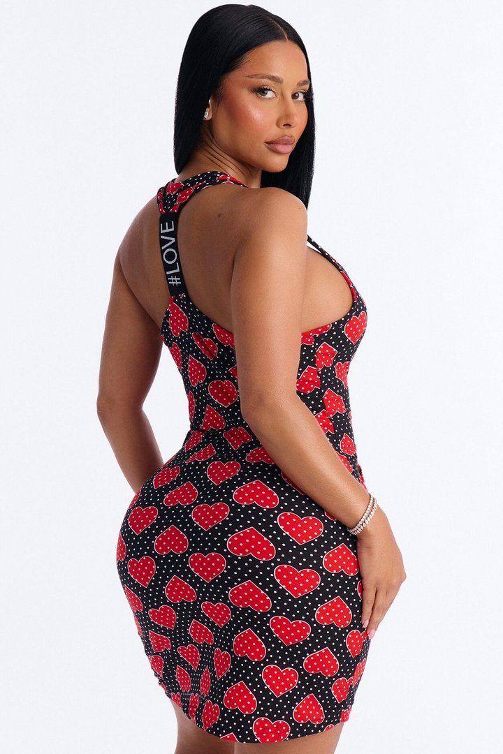 Love Me Some Sleep Heart PJ Sleep Dress - Pink/combo