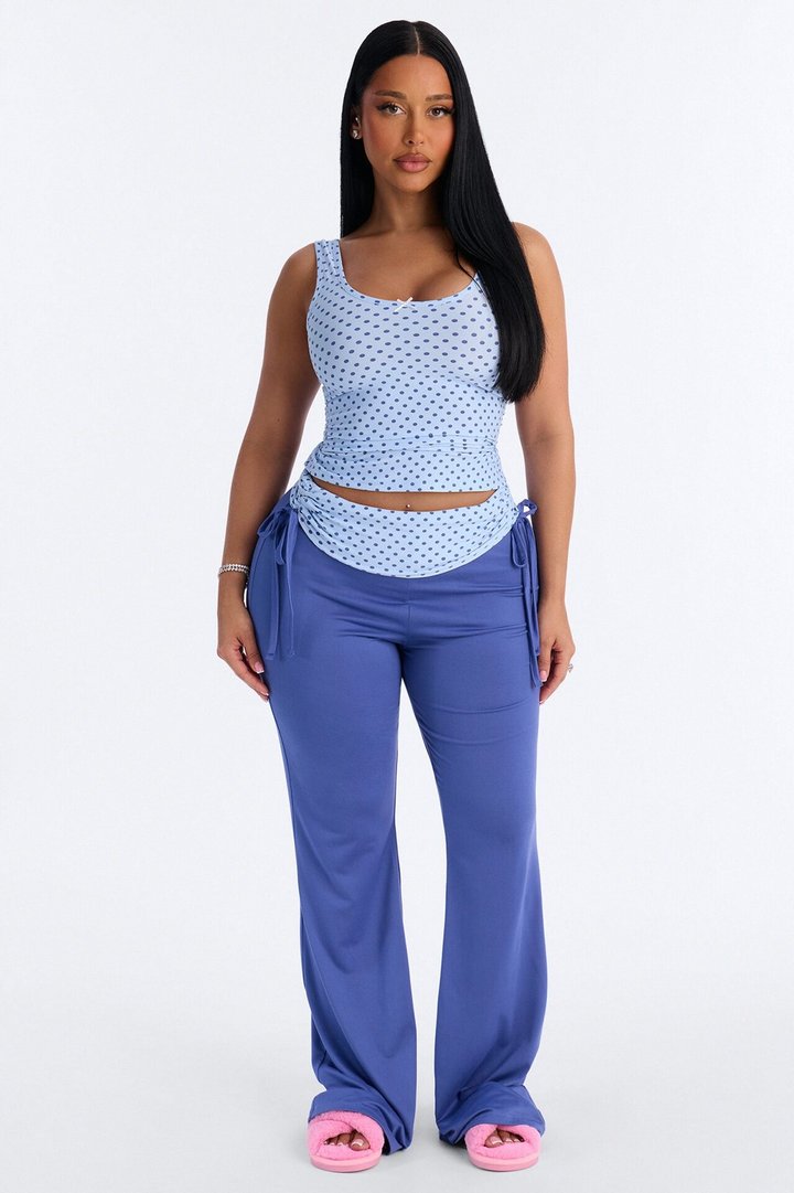 Petty Dreams Tank PJ Foldover Pant Set - Blue/combo