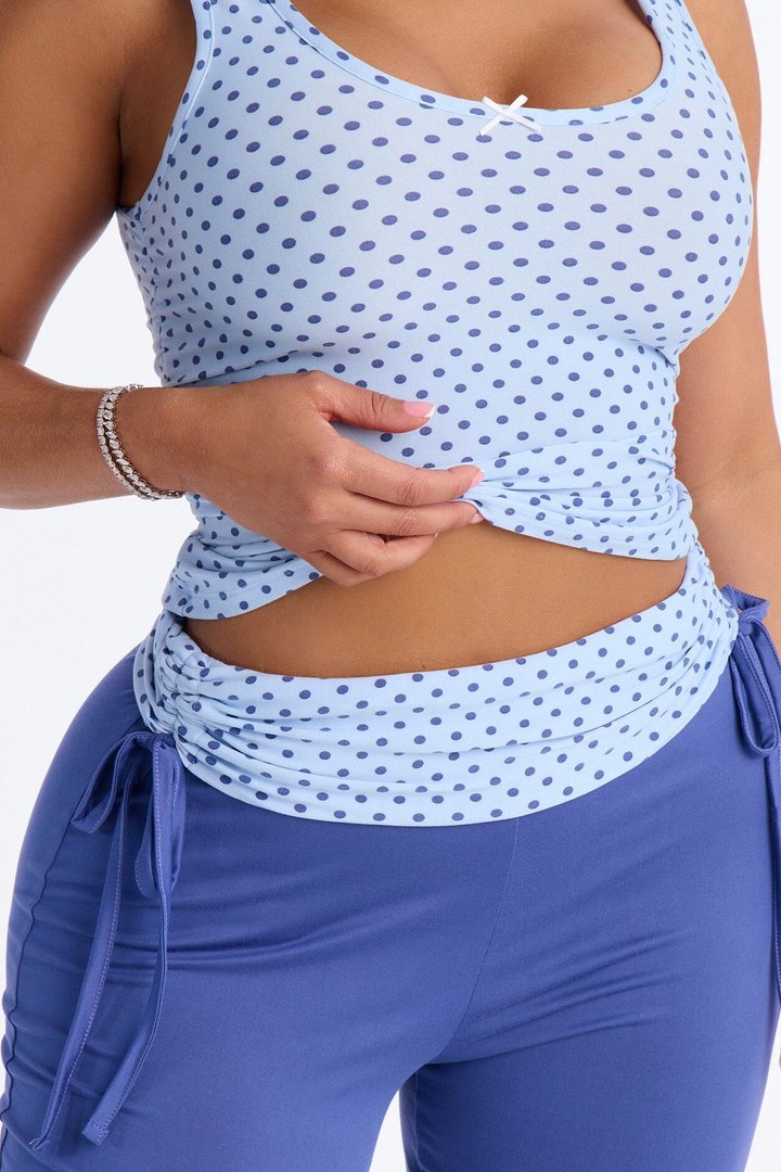 Petty Dreams Tank PJ Foldover Pant Set - Blue/combo