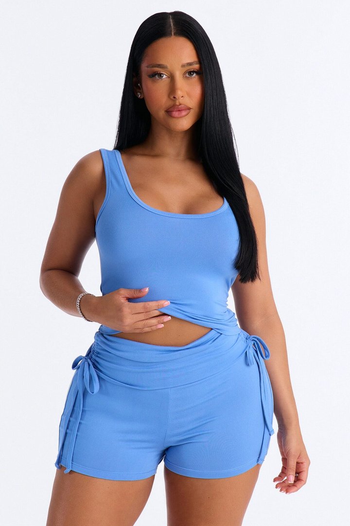 Soft Promises Cami PJ Foldover Short Set - Blue