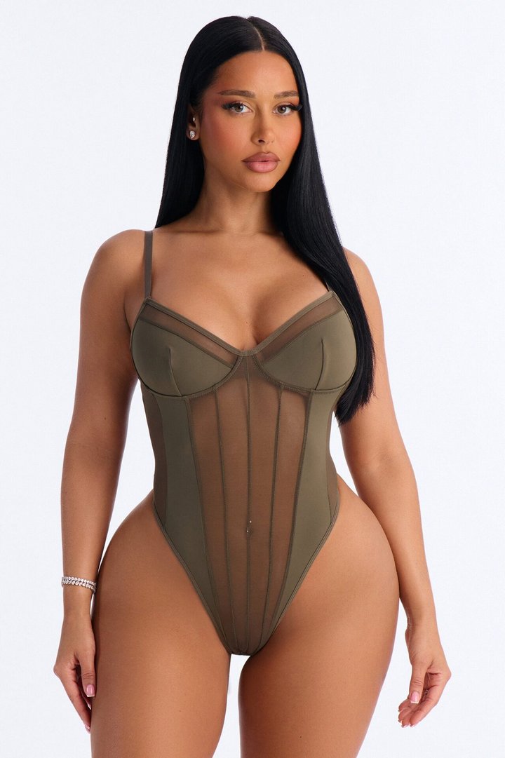 Body Like This Mesh Teddy - Olive
