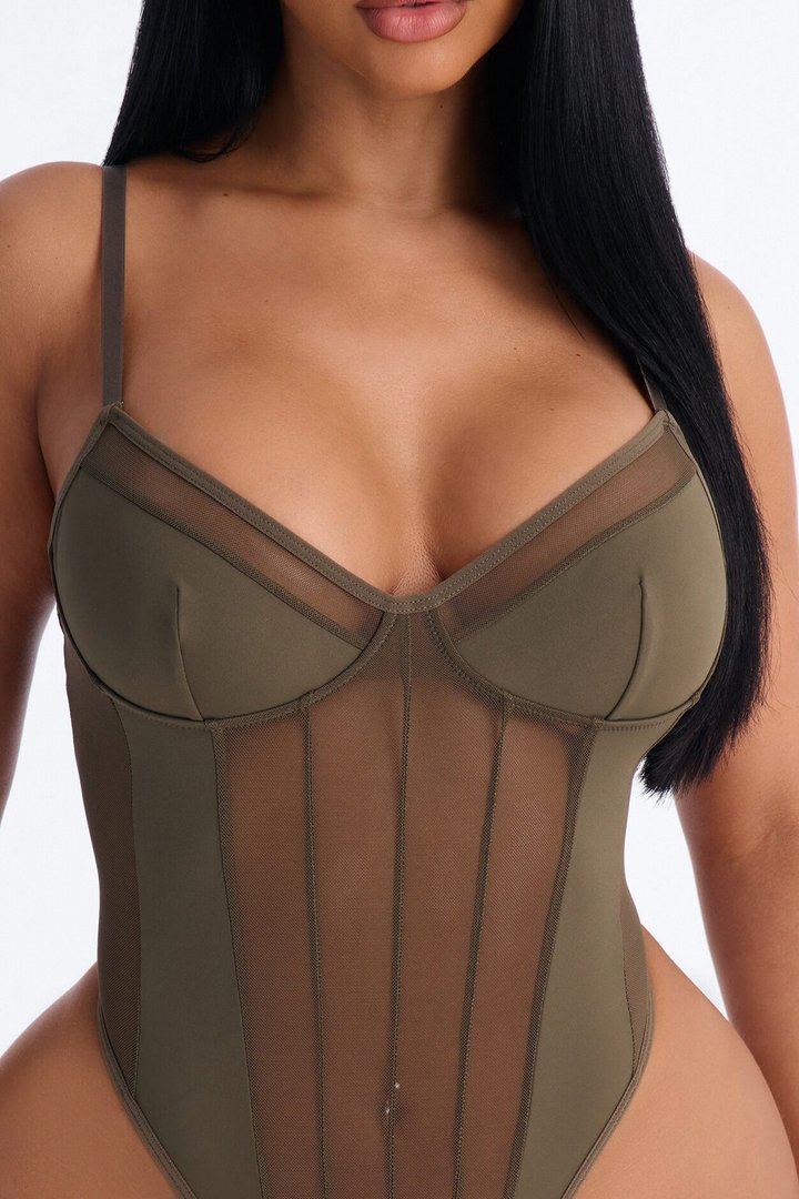 Body Like This Mesh Teddy - Olive