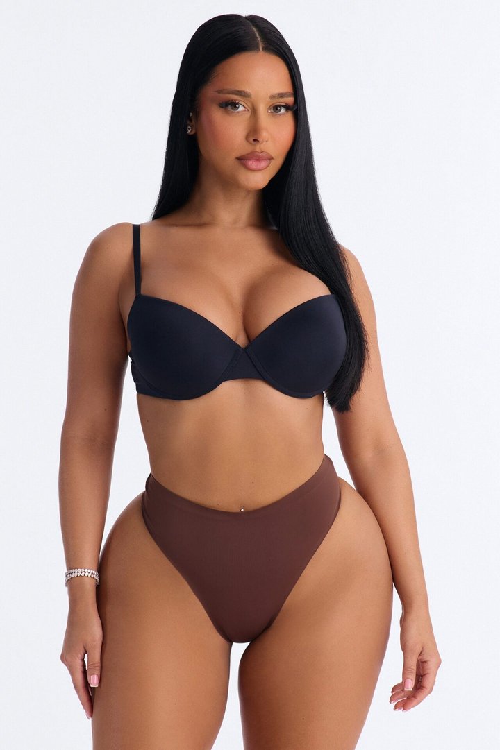 Soft Fit Smoothing High Waist Microfiber Thong Panty - Chestnut