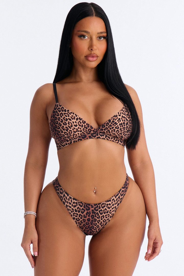 Nova Cotton Triangle Bralette - Leopard