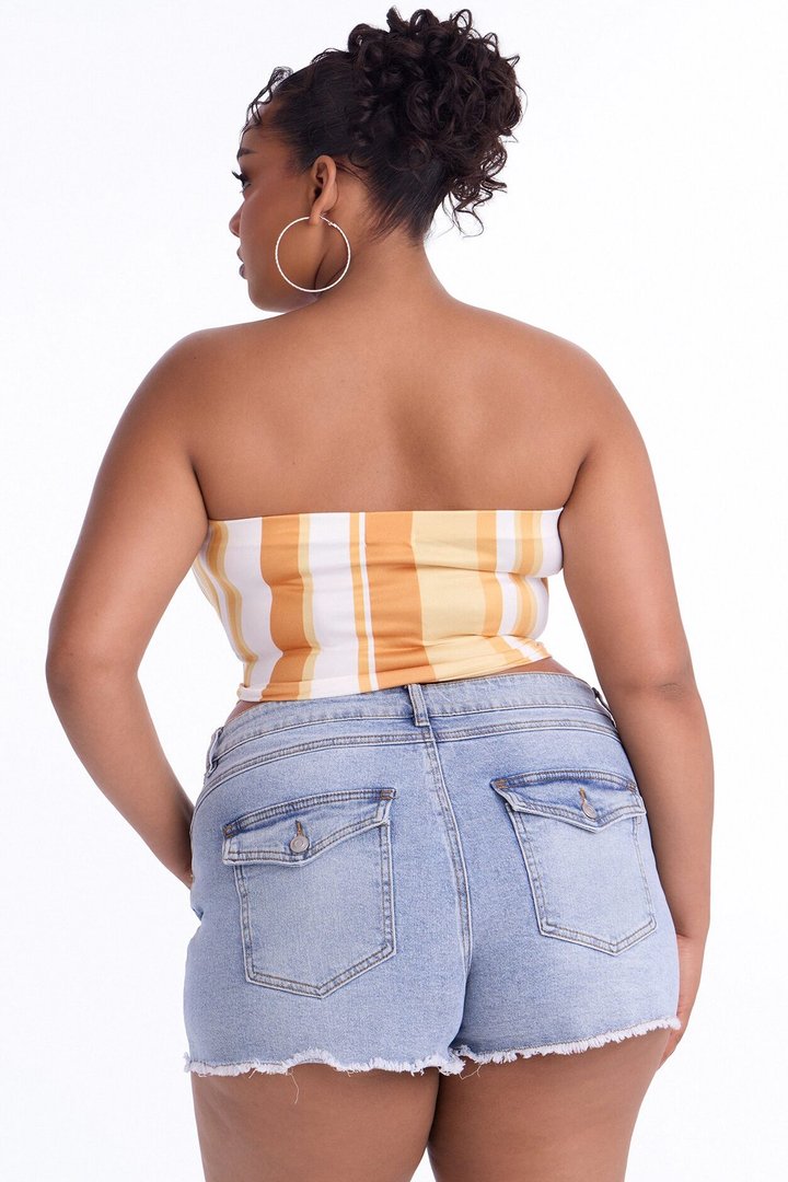 Lucky Number 27 Striped Tube Top - Orange