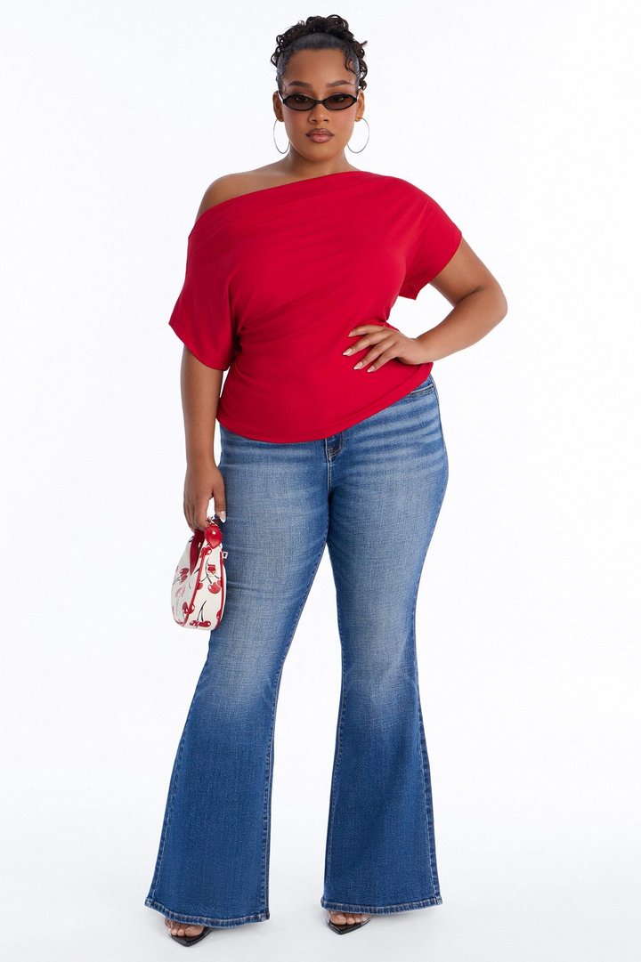 Eva Effortless One Shoulder Top - Red