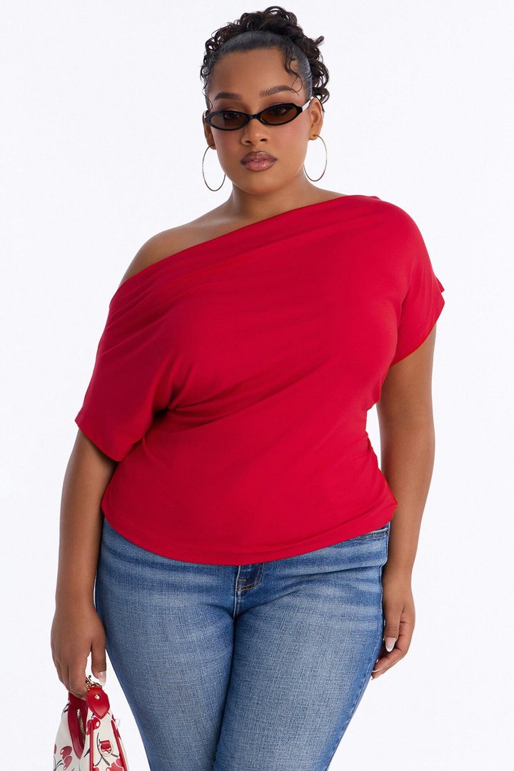 Eva Effortless One Shoulder Top - Red